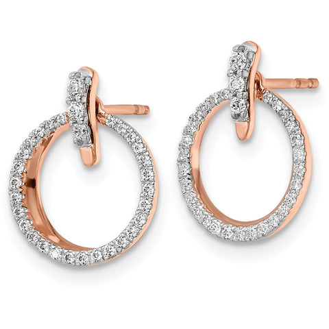 14K Rose Gold Lab Grown Diamond Circle Jacket and Post Earrings 0.281CTW