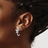 14K White Gold Lab Grown Diamond Butterfly J-Hoop Earrings 0.208CTW