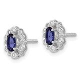 14K White Gold Lab Grown Diamond and Created Sapphire Earrings 0.06CTW