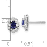14K White Gold Lab Grown Diamond and Created Sapphire Earrings 0.06CTW