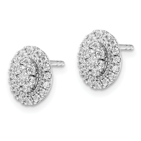 14K White Gold Lab Grown Diamond Oval Halo Post Earrings 0.495CTW