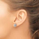 14K White Gold Lab Grown Diamond Oval Halo Post Earrings 0.495CTW