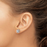 14K White Gold Lab Grown Diamond Square Halo Post Earrings 0.51CTW