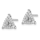 14K White Gold Lab Grown Diamond Triangle Cluster Post Earrings 0.481CTW