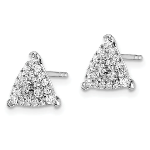 14K White Gold Lab Grown Diamond Triangle Cluster Post Earrings 0.481CTW