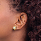 14K Two-Tone Lab Grown Diamond Geometric Halo Post Earrings 0.756CTW