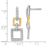 14K Two-Tone Lab Grown Diamond Squares Dangle Post Earrings 0.762CTW