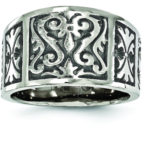 Edward Mirell Titanium Flat Casted Design Brushed & Polished 16mm Ring EMR227 - shirin-diamonds