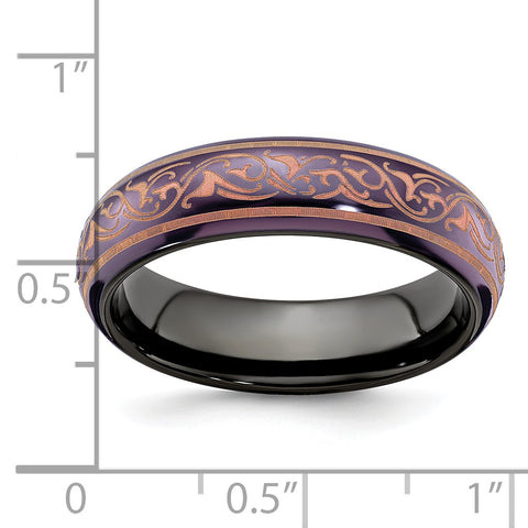 Edward Mirell Black Ti Domed Anodized Copper Color Band EMR240