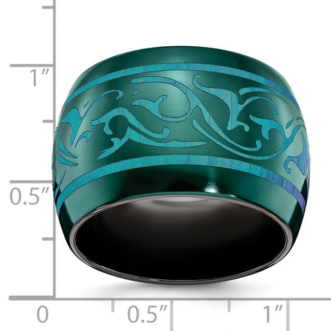 Edward Mirell Black Ti Anodized Teal Domed 16mm Band EMR248