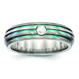 Edward Mirell Titanium Trpl Groove Multicolor Anodized White Sapphire Ring EMR275 - shirin-diamonds