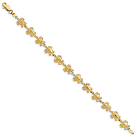 14k Swimming Sea Turtle Bracelet FB1149 - shirin-diamonds