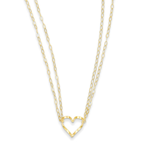 14K Adjustable Double Strand Heart Necklace FB1296 - shirin-diamonds