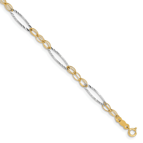14k Two-tone Oval Design Bracelet FB1316 - shirin-diamonds