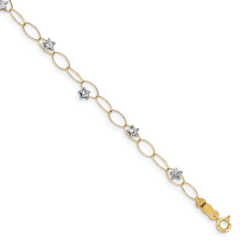 14k Two-tone Puff Stars Bracelet FB1322 - shirin-diamonds