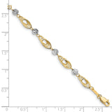 14K Gold Two-tone Oval Links with Diamond Cut Beads Bracelet FB1349 - shirin-diamonds