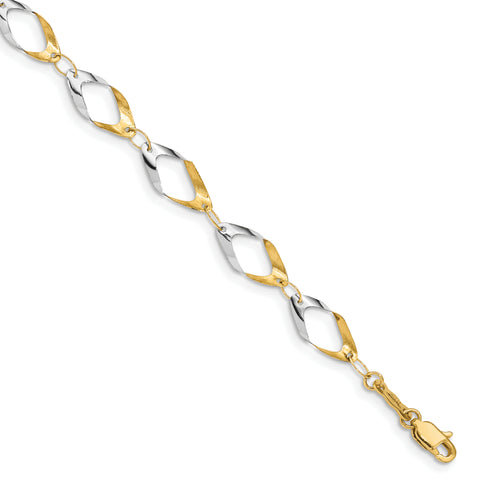 14K Gold With Rhodium Oval Link Chain Bracelet FB1354 - shirin-diamonds