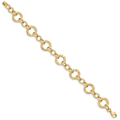 14k Polished and Textured Fancy Link Bracelet FB1396 - shirin-diamonds