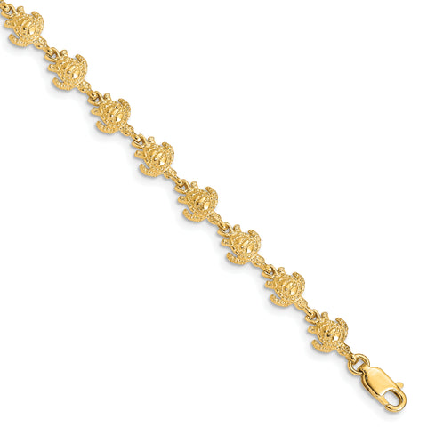 14K Gold Polished & Textured Turtle Bracelet FB1444 - shirin-diamonds