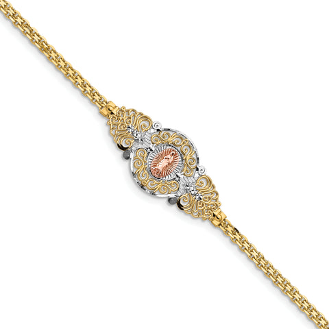 14k Two-Tone w/Rhodium Our Lady of Guadalupe Bracelet FB1455 - shirin-diamonds