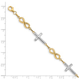 14K w/ Rhodium Polished Cross Infinity Symbol Link Bracelet FB1500 - shirin-diamonds