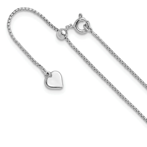 Sterling Silver Round Rectangle Box Adjustable Chain