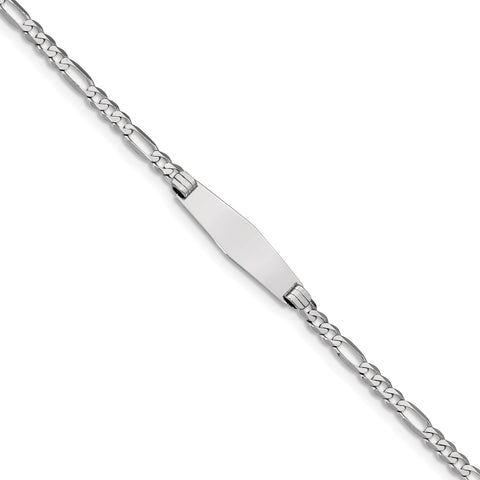 14k WG Figaro Link Soft Diamond Shape ID Bracelet FG100IDCW - shirin-diamonds