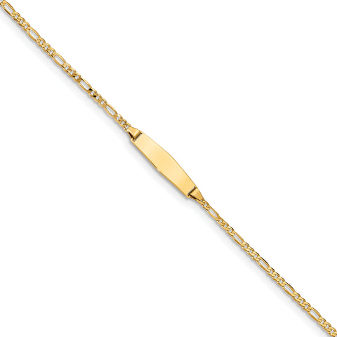 14k Figaro Link Soft Diamond Shape ID Bracelet FIG060IDC - shirin-diamonds