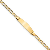 14k Figaro Soft Diamond Shape ID Bracelet FIG060IDC - shirin-diamonds