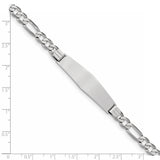 14k WG Figaro Link Soft Diamond Shape ID Bracelet FIG110IDCW - shirin-diamonds