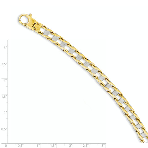 14k Two-tone 7.5mm Hand-polished Fancy Link Bracelet GB168 - shirin-diamonds
