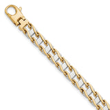 14k Two-tone 7.5mm Hand-polished Fancy Link Bracelet GB168 - shirin-diamonds