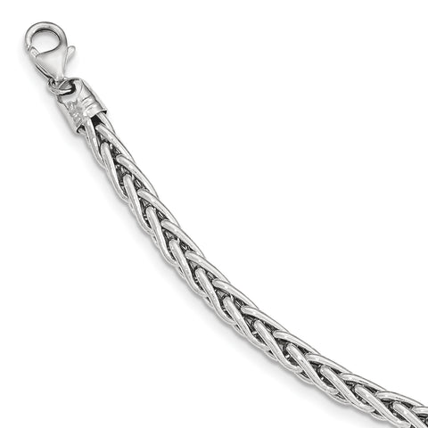 14k White Polished 8.25in Wheat Chain Bracelet GB241 - shirin-diamonds