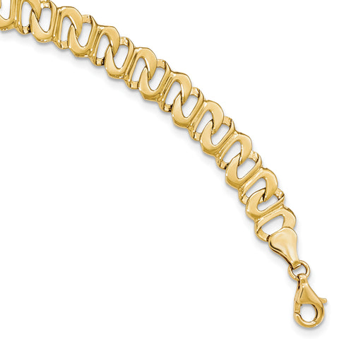 14kt Yellow Gold Polished and Textured Link Bracelet GB243 - shirin-diamonds