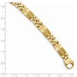 14k Polished and Satin 8.25in Mens Link Bracelet GB252 - shirin-diamonds