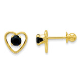 14k Madi K 3mm Sapphire Birthstone Heart Earrings GK108 - shirin-diamonds
