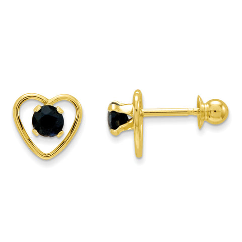14k Madi K 3mm Sapphire Birthstone Heart Earrings GK108 - shirin-diamonds