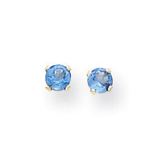 14k Madi K 3mm Synthetic Blue Zircon Birthstone Earrings GK204 - shirin-diamonds