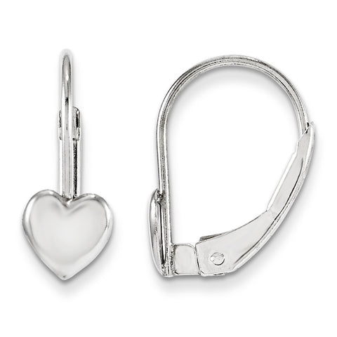 14k White Gold  Madi K Leverback Heart Earrings GK252 - shirin-diamonds