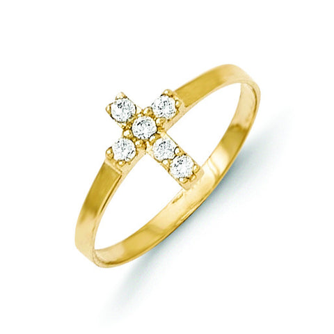 14k Madi K CZ Cross Baby Ring GK591 - shirin-diamonds
