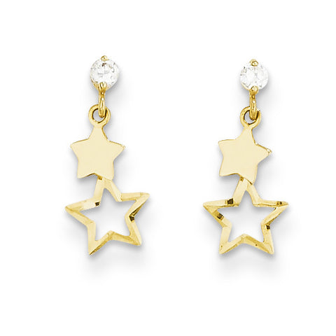 14k Madi K CZ Polished Star Post Dangle Earrings GK595 - shirin-diamonds