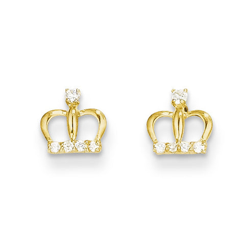 14k Madi K CZ Crown Post Earrings GK607 - shirin-diamonds