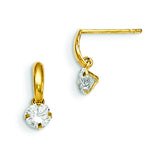 14k Madi K CZ Children's Dangle Post Earrings GK629 - shirin-diamonds