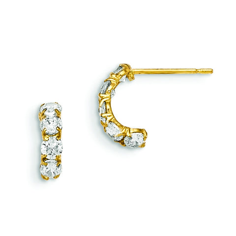 14k Madi K CZ Children's Five Stone Hinged Hoop Post Earrings GK631 - shirin-diamonds