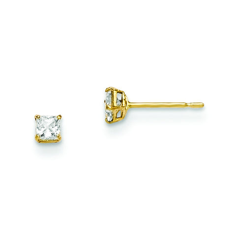 14k Madi K 2.5mm Square CZ Basket Set Stud Earrings GK657 - shirin-diamonds