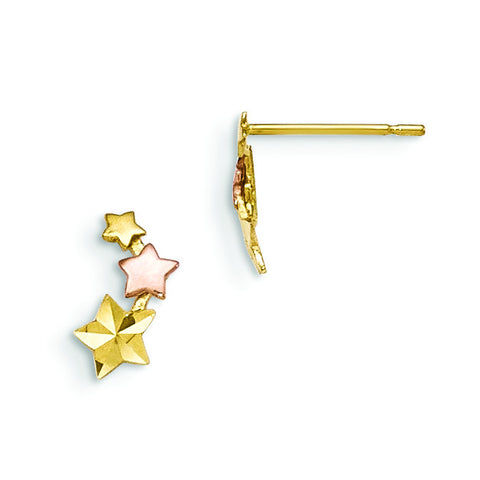 14k Yellow & Rose Gold Madi K D/C Children's Star Post Earrings GK779 - shirin-diamonds