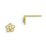 14k Madi K CZ Children's Flower Post Earrings GK798 - shirin-diamonds