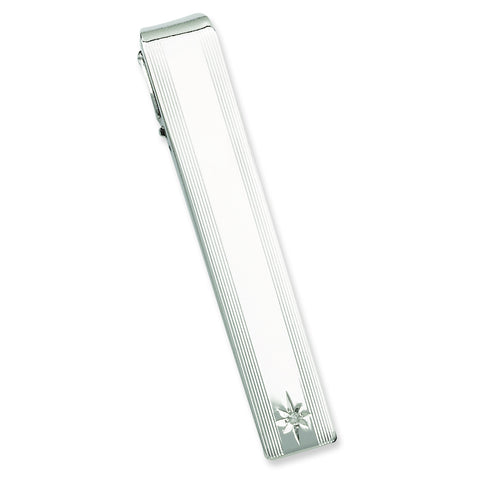 Rhodium-plated .01 Ct. Diamond Tie Bar GP3854 - shirin-diamonds
