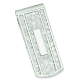 Rhodium-plated with Engravable Area Money Clip GP3857 - shirin-diamonds