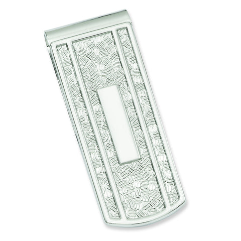 Rhodium-plated with Engravable Area Money Clip GP3857 - shirin-diamonds